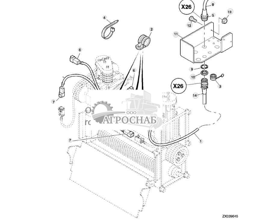 Жгут проводов, регулировка доизмельчителя зерна 